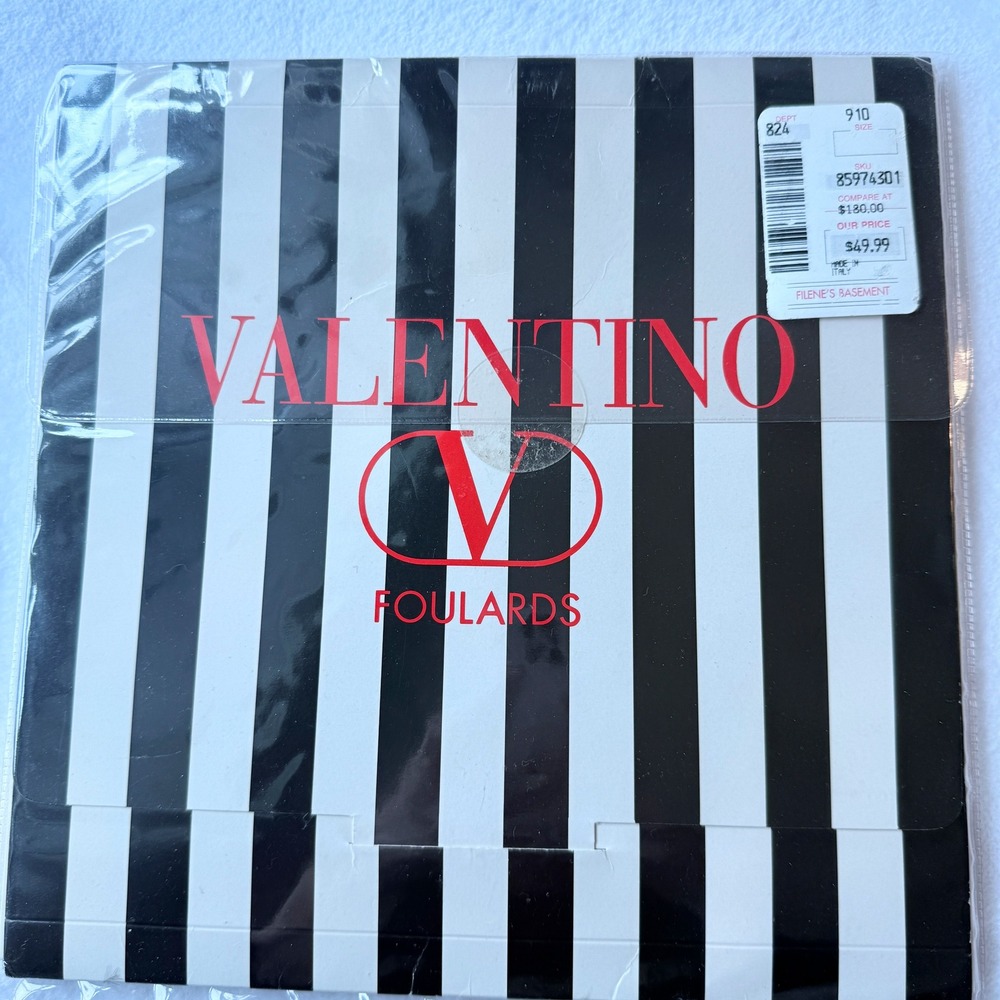 Valentino Foulards Vintage Silk Scarf Lavender Seashell Italy NWT Coastal